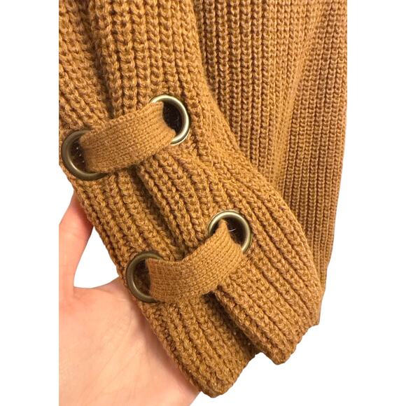 Miracle Womens Full Sleeve Criss Cross Cable Knit Sweater- Mocha Size S/M - Picture 4 of 10